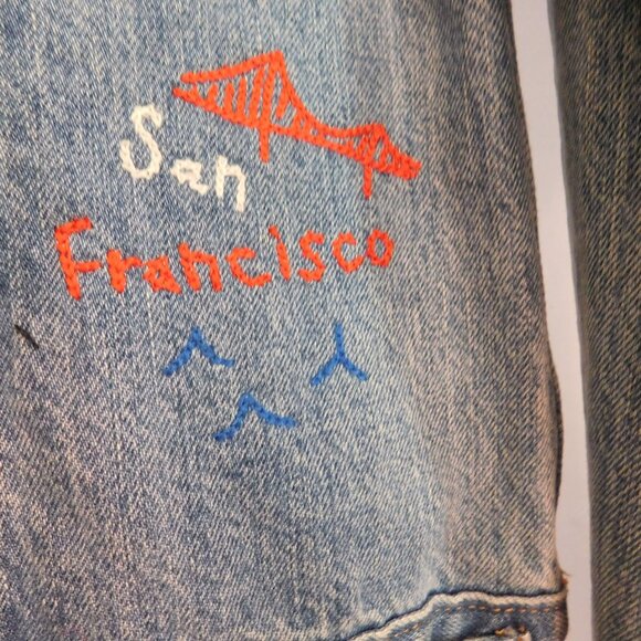 Levi's California Dreamin' Blue Demin Embroidered Jean Jacket Size XS - Picture 6 of 11